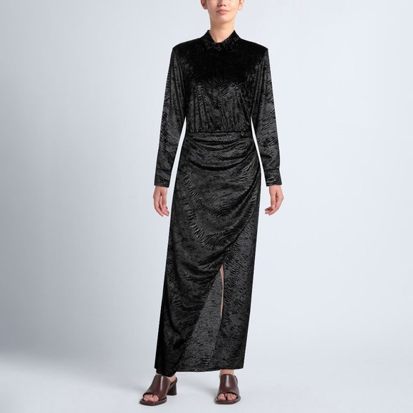 GAëLLE Paris velvet black polka-dot long dress - Picture 2 of 15